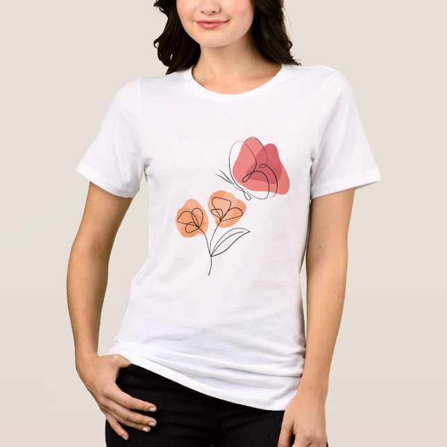 Minimalist Butterfly & Floral Line Art  Tri-Blend Shirt (Vorderseite)