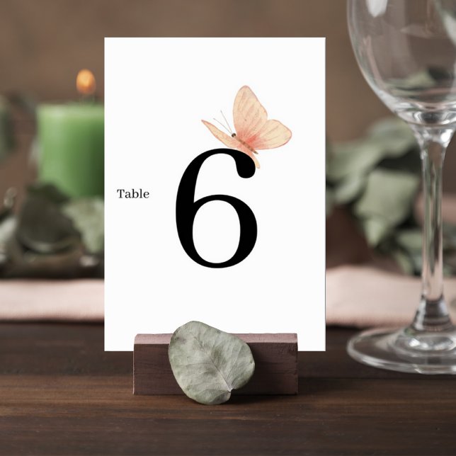Minimalist Butterfly Wedding Table Number Card Tischnummer (Von Creator hochgeladen)