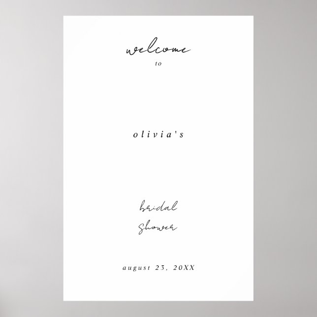 Minimalist Calligraphy Bridal Shower Welcome Poster (Vorne)