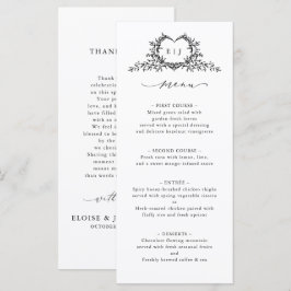Minimalist Calligraphy Crest Double-Sided Wedding Menükarte