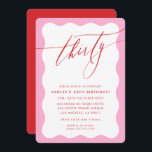 MINIMALIST Calligraphy wave 30th party pink red Einladung<br><div class="desc">by kat massard / WWW.SIMPLYSWEETPAPERIE.COM
Love the design,  but would like to see some changes - another colour scheme,  product,  add a photo or adapted for a different occasion - no worries simply contact me,  kat@simplysweetPAPERIE.com I am happy to help!</div>