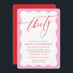 MINIMALIST Calligraphy wave 30th party pink red Einladung<br><div class="desc">by kat massard / WWW.SIMPLYSWEETPAPERIE.COM
Love the design,  but would like to see some changes - another colour scheme,  product,  add a photo or adapted for a different occasion - no worries simply contact me,  kat@simplysweetPAPERIE.com I am happy to help!</div>