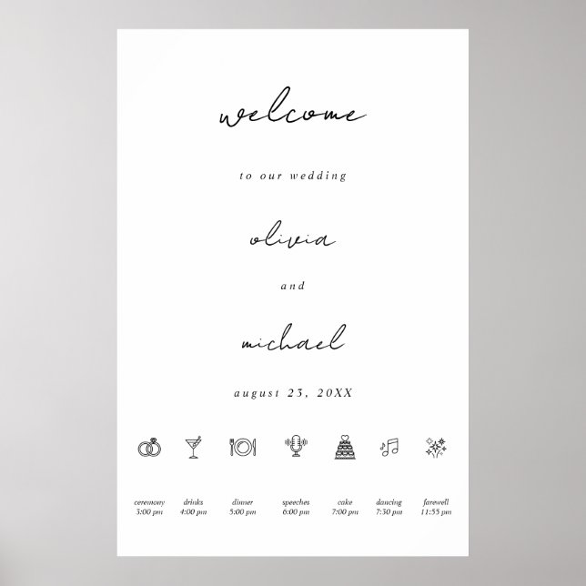 Minimalist Calligraphy Wedding Welcome Poster (Vorne)