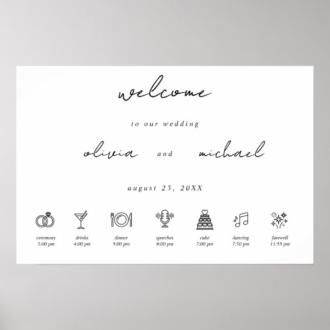 Minimalist Calligraphy Wedding Welcome Poster (Vorne)