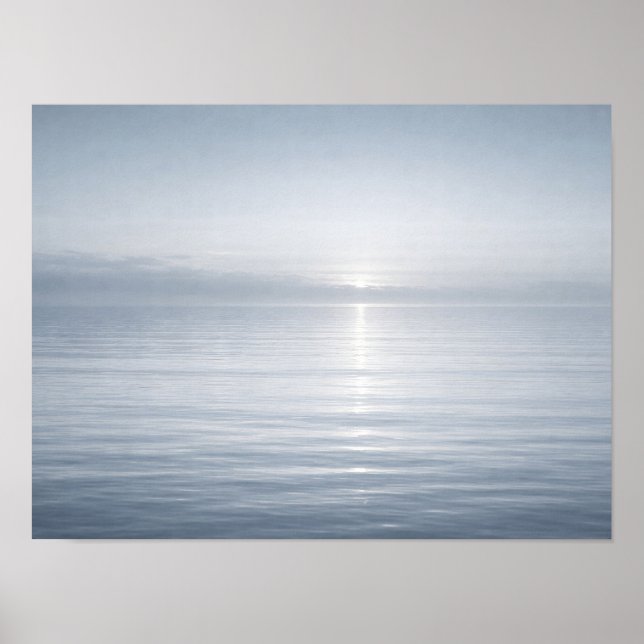 Minimalist Calm Blue Ocean Horizon Sun Reflection  Poster (Vorne)