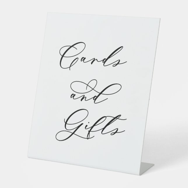 Minimalist Cards and Gifts Wedding Sign | Elegant  Sockelschild (Vorderseite)