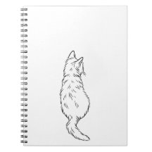 Minimalist Cat Back View Line Art Notebook