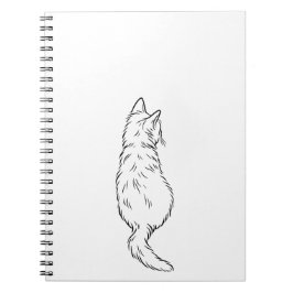 Minimalist Cat Back View Line Art Notebook Notizblock