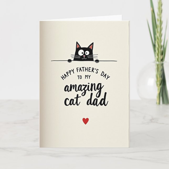 Minimalist Cat Dad Kunstkarte Karte (Vorderseite)