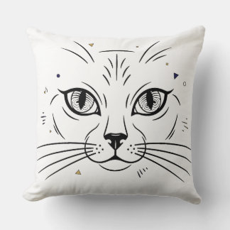 minimalist cat face line art  kissen
