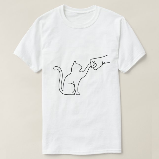 Minimalist Cat Fist Bump Line Art T-Shirt for Men (Design vorne)