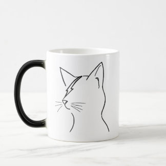 Minimalist Cat Lightning Bolt Line Art Modern Simp Verwandlungstasse