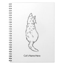 Minimalist Cat Line Art Personalized Name Notebook