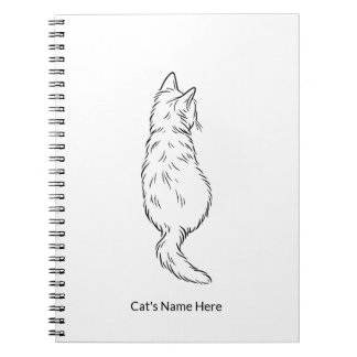 Minimalist Cat Line Art Personalized Name Notebook Notizblock
