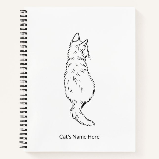 Minimalist Cat Line Art Personalized Name Notebook Notizbuch (Vorderseite)