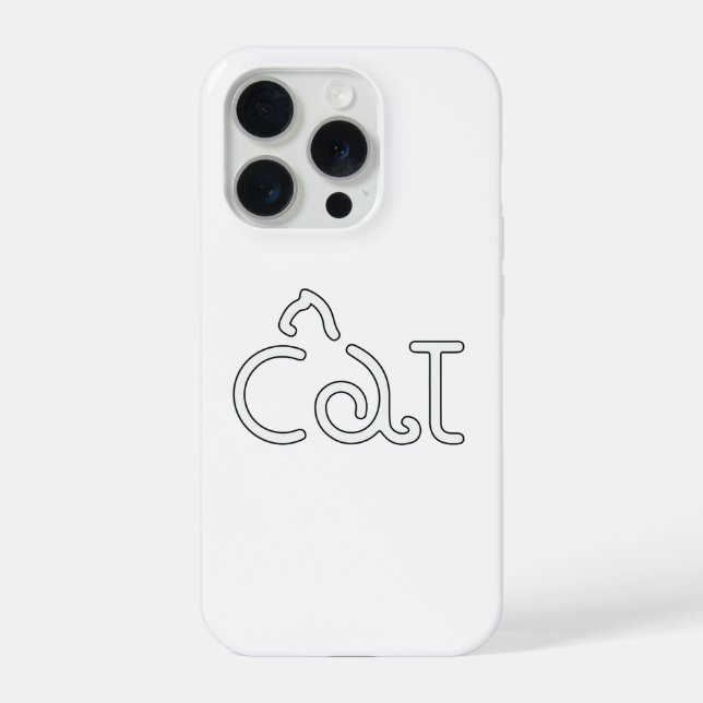 Minimalist Cat Typography Design – Modern Line Art iPhone Hülle (Rückseite)