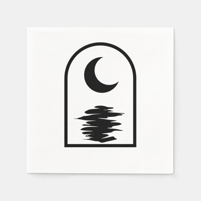 Minimalist Celestial Moon and Water Serviette (Vorderseite)