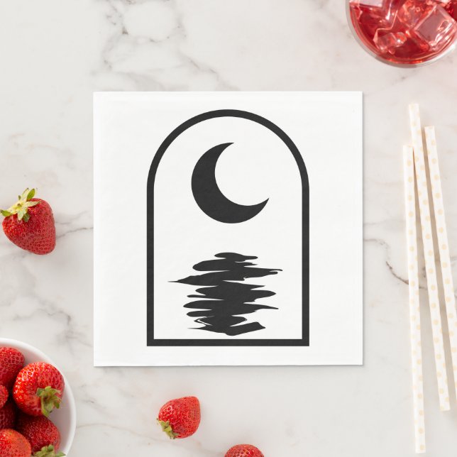 Minimalist Celestial Moon and Water Serviette (Beispiel)