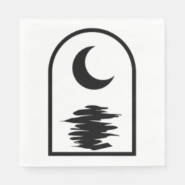 Minimalist Celestial Moon and Water Serviette