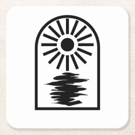 Minimalist Celestial Sun and water Rechteckiger Pappuntersetzer
