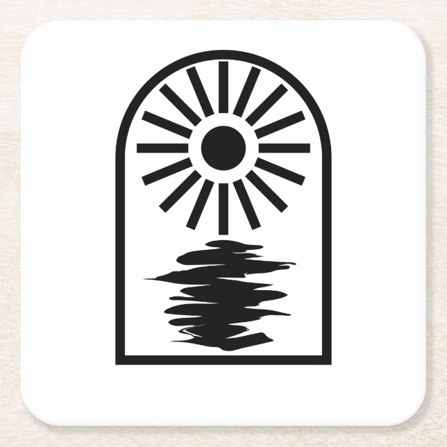 Minimalist Celestial Sun and water Rechteckiger Pappuntersetzer