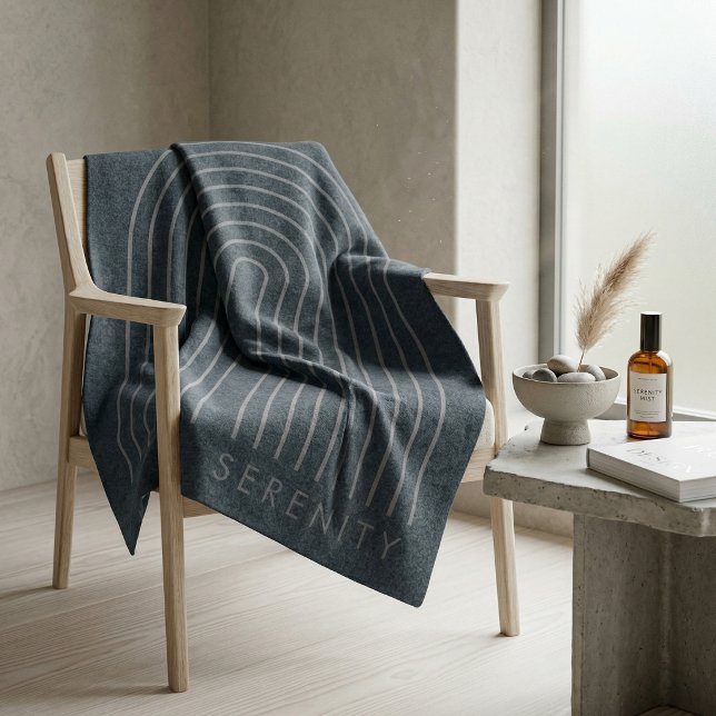 Minimalist Charcoal Blue Arch Line Art Quiet Luxur Fleecedecke (Minimalist Charcoal Blue Arch Line Art Quiet Luxury Serenity Throw Blanket
)