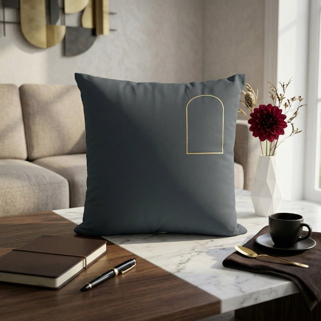 Minimalist Charcoal Throw Pillow - Matte Gold Arch Kissen (Von Creator hochgeladen)