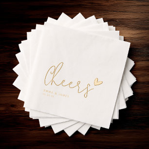 Minimalist "Cheers" Hochzeit Gold Herz Benutzerdef Servietten Mit Folie