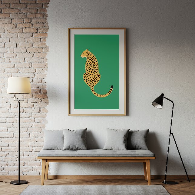 Minimalist Cheetah Illustration Green  Poster (Von Creator hochgeladen)