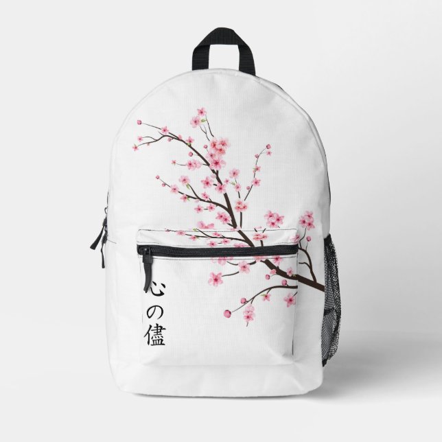 Minimalist Cherry Blossom Backpack Bedruckter Rucksack (Vorderseite)