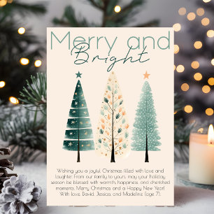 Minimalist Chic Boho handgezeichnete Weihnachtsbäu Feiertagskarte