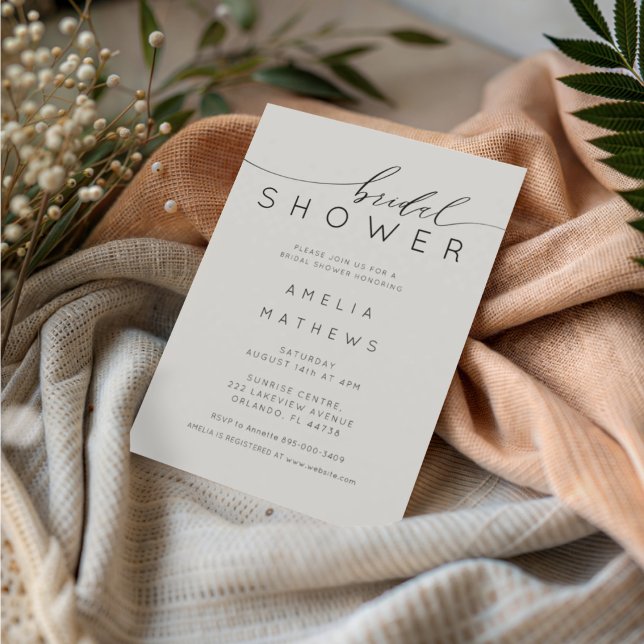 Minimalist Chic Grey Bridal Shower Einladung (Von Creator hochgeladen)