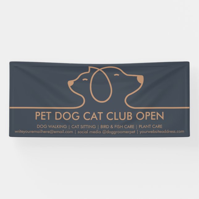 Minimalist Chic Line Dog and Cat Logo Banner (Horizontal)