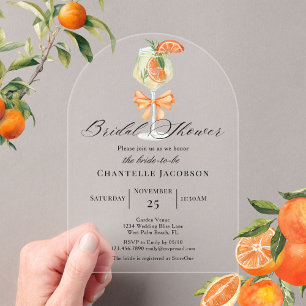 Minimalist Chic Orange Spritz Bogen Brautparty Acryleinladungen
