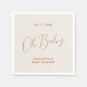Minimalist Chic Schrift ivory Oh Baby Shower Serviette