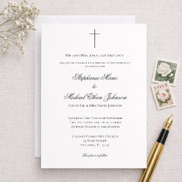 MINIMALIST Christian Cross Formal Church Wedding Einladung
