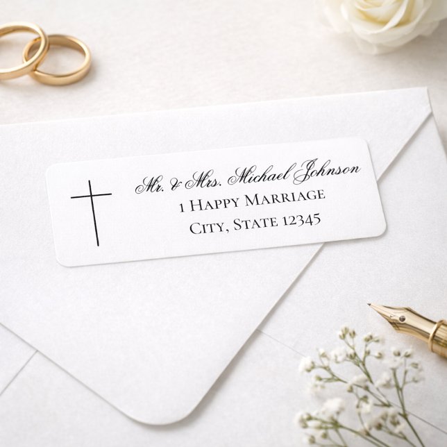 MINIMALIST Christian Cross Wedding Return Address (Von Creator hochgeladen)