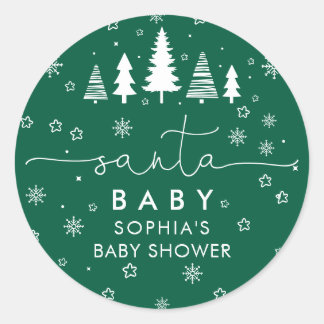 Minimalist Christmas Baby Shower Greenery Runder Aufkleber