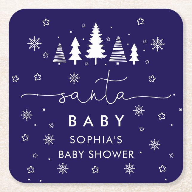Minimalist Christmas Baby Shower Rechteckiger Pappuntersetzer (Vorderseite)