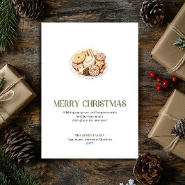 Minimalist Christmas Cookies Card With Gold Accent Feiertagskarte