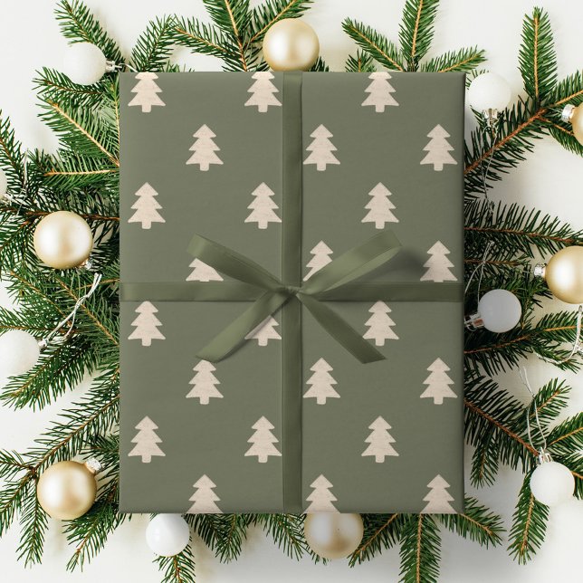 Minimalist Christmas Pine Tree Neutral Boho Winter Geschenkpapier (Von Creator hochgeladen)