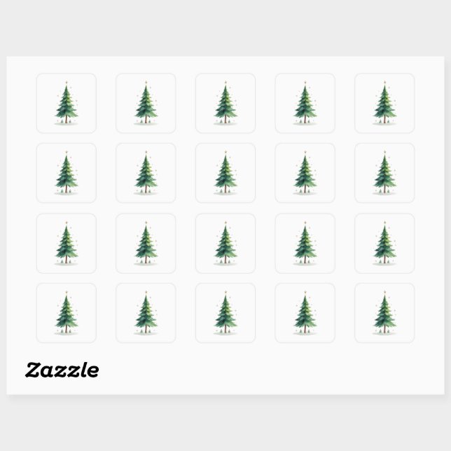 Minimalist Christmas Pine Tree Stickers – Holiday  (Blatt)