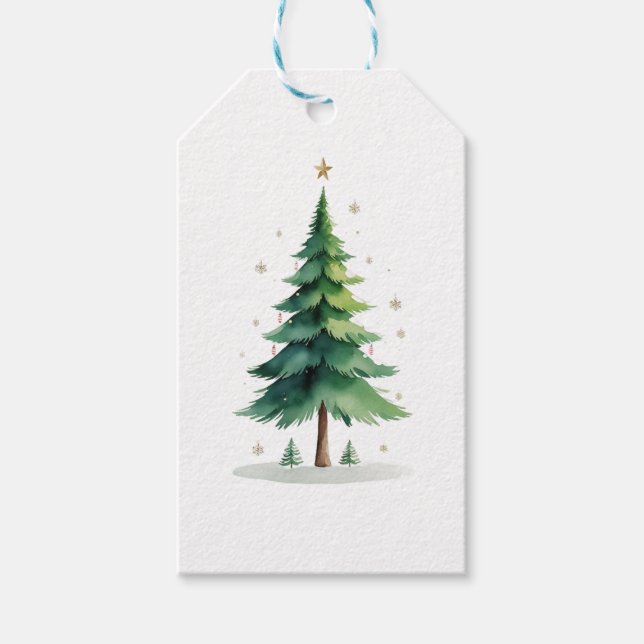 Minimalist Christmas Pine Tree Stickers – Holiday  Geschenkanhänger (Vorderseite)
