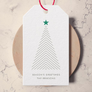 Minimalist Christmas Tree Green Star Scandi Geschenkanhänger