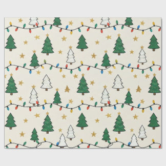 Minimalist Christmas Tree Lights Pattern Gift Geschenkpapier