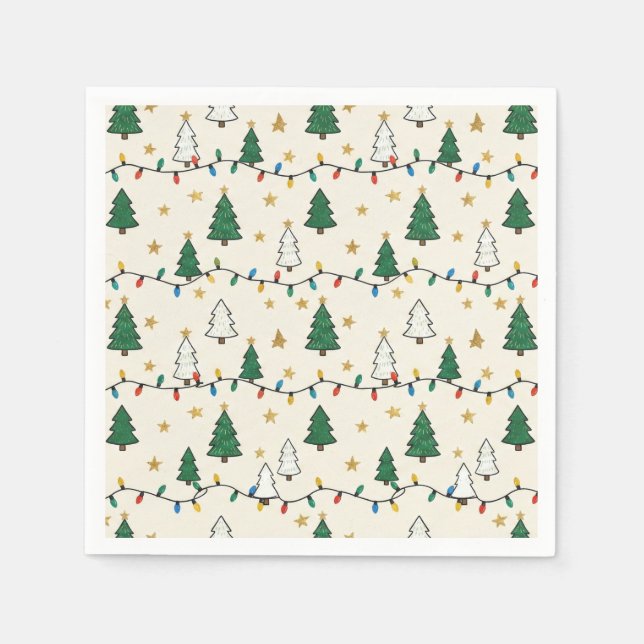 Minimalist Christmas Tree Lights Pattern Party Serviette (Vorderseite)