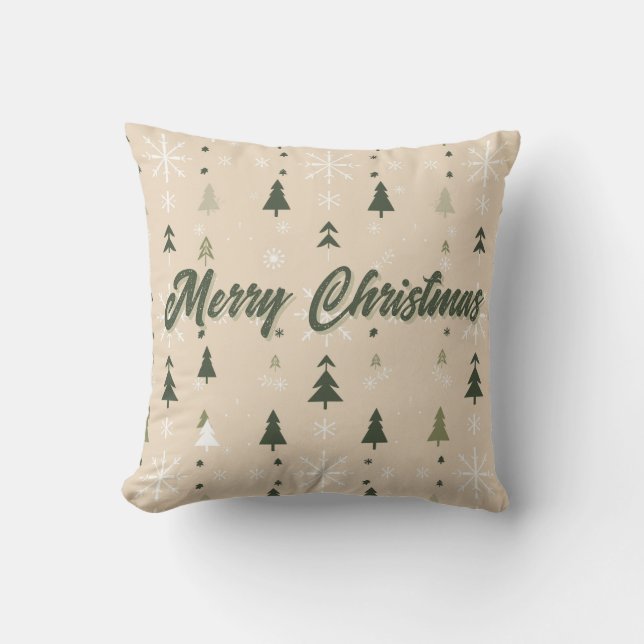 Minimalist Christmas Trees & Snowflakes  Kissen (Vorderseite)