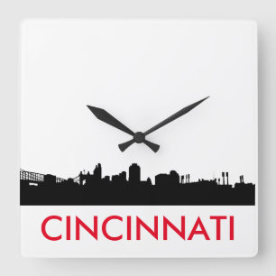 Minimalist Cincinnati Ohio Skyline Clock Quadratische Wanduhr