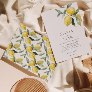 Minimalist Citrus Lemon Watercolor Wedding Einladung