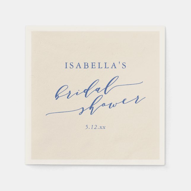 Minimalist Classic Blue Chic Bridal Shower Custom Serviette (Vorderseite)